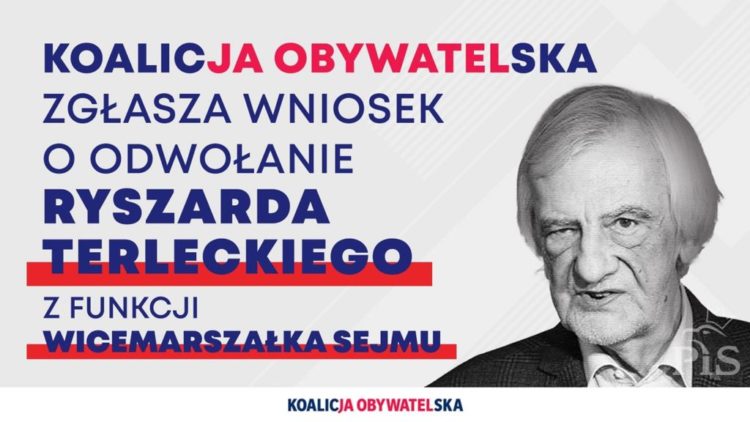 Koalicja Obywatelska składa wniosek o odwołanie Marszałka Ryszarda Terleckiego